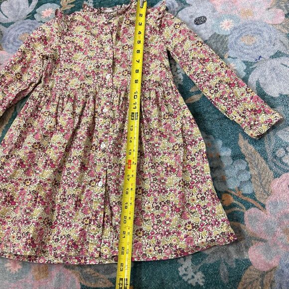 Bonton Dress Girls 6 Multicolor Liberty Floral Ruffle Button Front Pleated fall - Picture 7 of 11